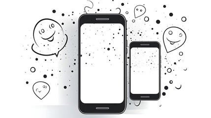 Wall Mural - modern abstract concept design of smartphone technology with chat bubble in dotted shape