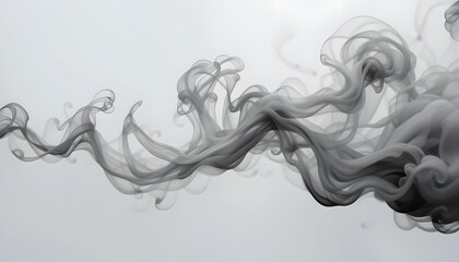 Aufkleber - Swirling Smoke Dances Gracefully Against White, It's A Beautiful Abstract Design Element. Soft Flowing Forms Undulate. Perfect As Background, Or Texture. Evokes Serenity And Calm.