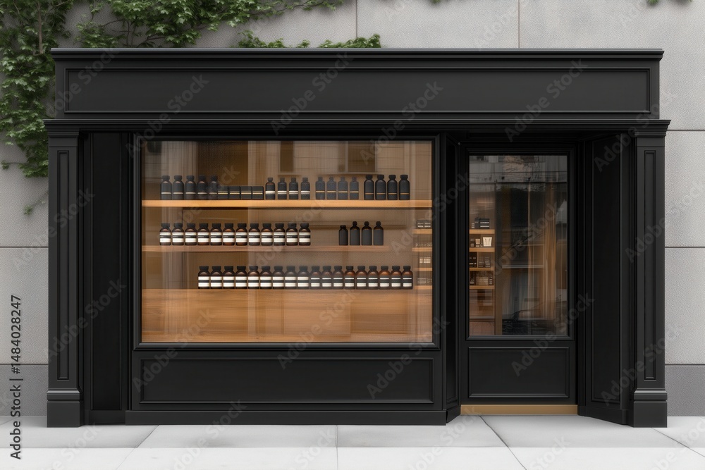 Local Shop Storefront Photo Stock Realistic storefront mockup, local shop store glass window ...