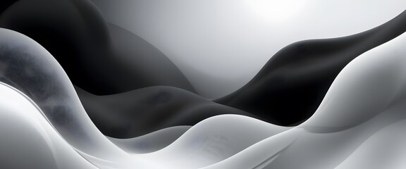 Aufkleber - Abstract Gradients, A Seamless Blend Of Black And White, Smooth Flowing Shapes Create Depth And Movement, Offering Calmness. Serene Texture.