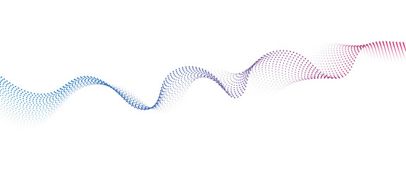 Fototapete - Flowing Dot Wave halftone gradient pattern on transparent background	
