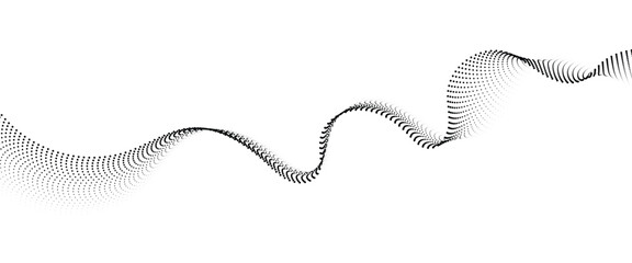 Fototapete - Flowing Dot Wave halftone gradient pattern on transparent background	
