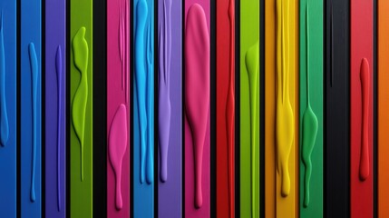 Poster - Abstract stripes in colorful vertical flow with smooth transitions, great for dynamic design use