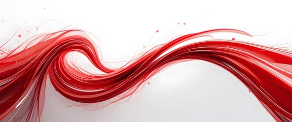 Fototapete - Red Swirls, White Backdrop. Energetic Red Lines Create A Feeling Of Movement. Abstract Swirls Suggest Speed And Fluidity. Design Ideal For Modern Art Projects.