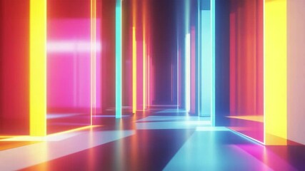 Wall Mural - neon corridor: vibrant, colorful neon lights illuminate a futuristic corridor, creating a mesmerizin