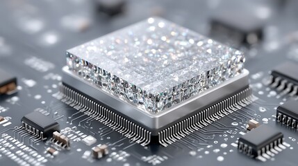Wall Mural - Diamond CPU  HighTech Luxury Circuit Board.