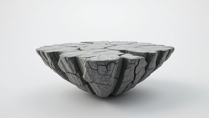 Wall Mural - Abstract Gray Rock Formation with Cracked Surface in Minimalist Design Setting
