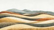 © Dev - Abstract watercolor landscape painting with rolling hills in earthy tones