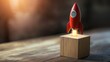 © Dao - Rocket launching from wood cube with business icon, Start-up, Creativity, Big idea, Business goals management, Investment on new project to wealth, Company strategy target, Sustainable financial plan