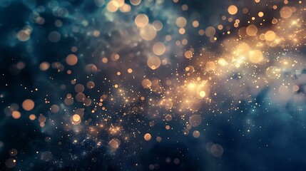 Wall Mural - abstract bokeh background with golden lights and blue hues for festive celebration