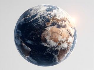a detailed photorealistic rende of planet earth showcases continents oceans and atmospheric details 