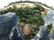 © Anuson - A detailed 3D rende showcases the African continent's diverse landscapes including lush rainforests, arid deserts, and coastal waters.