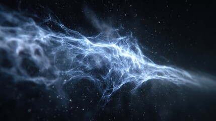Wall Mural - A glowing, abstract network of blue energy lines flows through a dark, starry background.