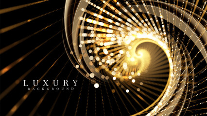 Wall Mural - black background with golden luxury bokeh lights.