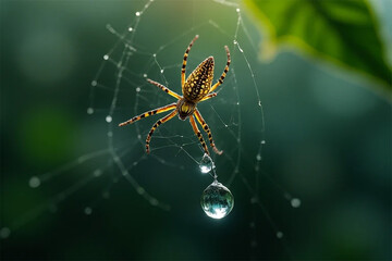 Spider web nature photography droplets wildlife insect close up arachnid animal macro dew predator