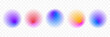 © vika_k - Blur circle gradient shape set. Colored smooth sphere gradation collection. Y2K blurry round aura pack. Bright iridescent abstract blob bundle for poster, template, badge, sticker, collage. Vector