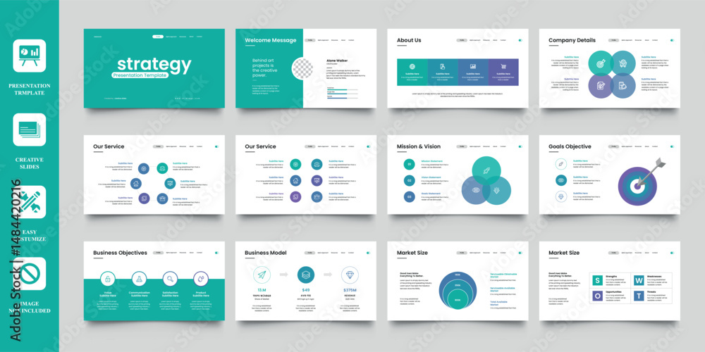 Business Strategy Presentation Template Stock Vector | Adobe Stock