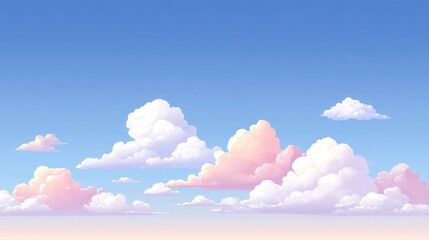 Wall Mural - soft pastel clouds float across a clear blue sky, creating a calm and serene atmosphere.