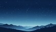 © zainal - Serene night scene featuring stylized dark mountains under a star-filled, gradient blue sky.