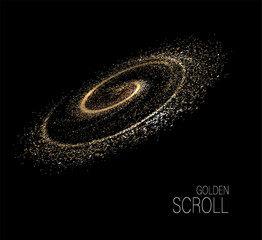 Wall Mural - A separate design element, a great golden swirl of thin tinsel.
