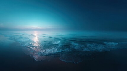 Aufkleber - Aerial View of Ocean Waves Crashing on Shore at Twilight, Evoking Tranquility and Coastal Beauty for Travel and Nature Photography : Generative AI