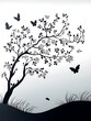 © anam - Silhouetted tree and flowers, serene landscape