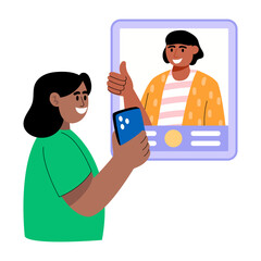 Canvas Print - A flat style illustration depicting testimonial video