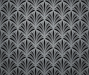 Fototapete - Flower geometric pattern. Seamless vector background. Gray and black ornament. Ornament for fabric, wallpaper, packaging. Decorative print