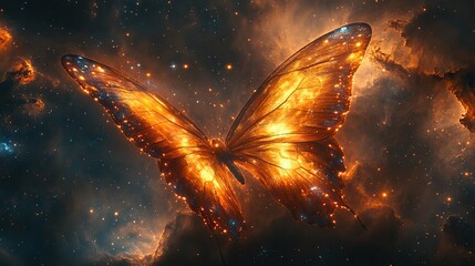 Wall Mural - a mesmerizing image of a nebula with swirling colors and patterns, resembling a cosmic butterfly in 