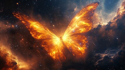 Wall Mural - a mesmerizing image of a nebula with swirling colors and patterns, resembling a cosmic butterfly in 