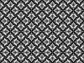 Poster - Flower geometric pattern. Seamless vector background. White and black ornament.