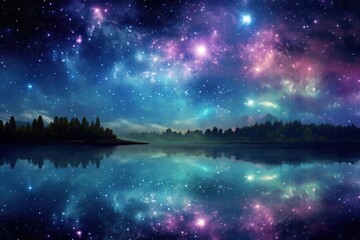 Wall Mural - galaxy background landscape astronomy panoramic.