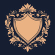© Perfect Vector - Vintage heraldic shield with elegant floral ornament vector illustration royal crest decorative emblem design on dark background