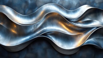 Wall Mural - abstract forms of metallic silver and deep charcoal intertwine, creating a sleek and modern aestheti