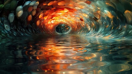 Wall Mural - abstract patterns of flowing water creating mesmerizing ripples and reflections in a serene and tran