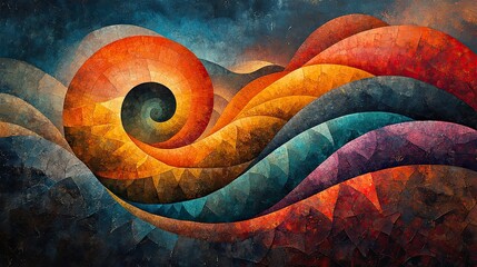 Wall Mural - abstract representation of growth and development, perhaps through upward-spiraling forms, expanding