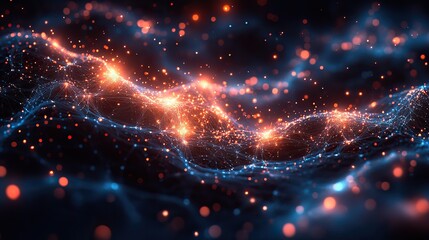Wall Mural - abstract representation of interconnectedness through a network of glowing lines and nodes, illustra