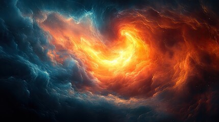 Wall Mural - abstract representation of thoughts and ideas as swirling patterns of light and color, forming a com