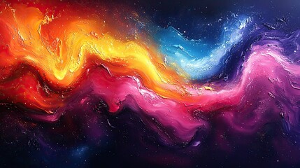 Wall Mural - abstract swirls of vibrant paint colliding and merging to create a dynamic and energetic burst of co
