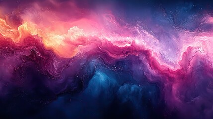 Wall Mural - abstract swirls of vibrant, magenta and cyan paint blend together, creating a mesmerizing and fluid 