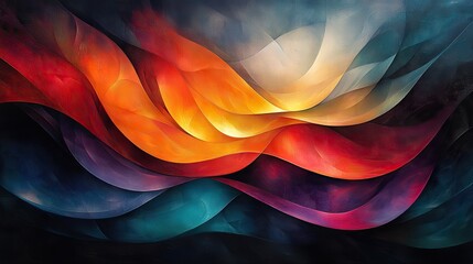 Wall Mural - an abstract composition of swirling colors and geometric shapes, creating a sense of dynamic movemen