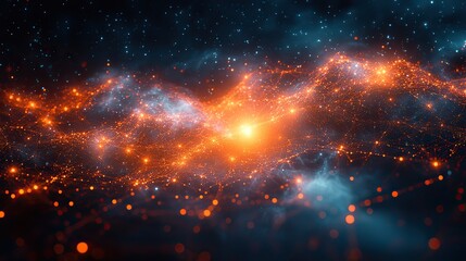 Wall Mural - an abstract representation of the interconnectedness of all things, visualized as a web of glowing l