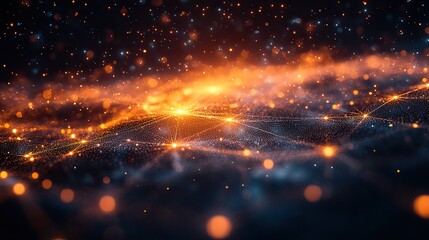 Wall Mural - an abstract representation of the interconnectedness of all things, visualized as a web of glowing l