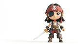 Cute cartoon pirate girl with sword (1)