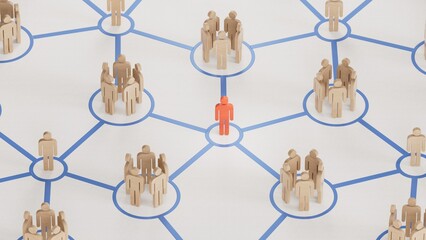 group of cartoon characters - social networking concept. economic status and social achievement.3d r