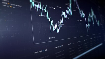 Leinwandbilder - Dynamic data visuals for business info graphics, animated charts, and data-driven insights for a business meeting mock-up. Explore the world of trading, stock exchanges, and crypto