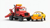 Cartoon tow truck and car