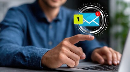 a professional checks email notifications on a laptop, enhancing productivity.