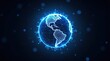 © Viktor_D - A glowing neon wireframe globe spins slowly in space, surrounded by intricate electric blue digital connections, symbolizing global connectivity in a high-tech world.
