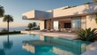 © Null Island - Stunning exterior of a modern luxury villa on the french riviera showcasing contemporary architecture with expansive and inviting outdoor spaces for relaxation